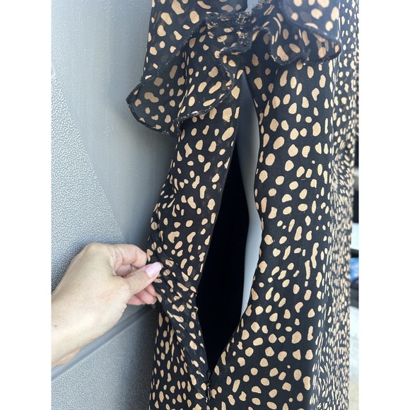 Urban Outfitters Rosalee V-Neck Flutter Sleeves A-line Mini Dress Black Sz M - Picture 12 of 16